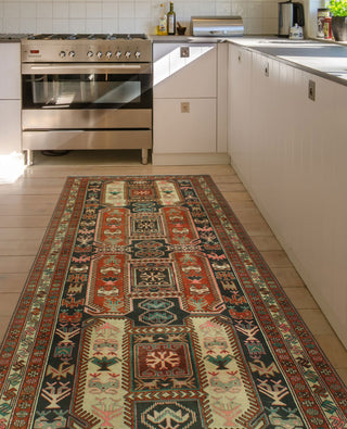 Semi-Antique Nedra Rust/Navy Runner, 4'10x9'10