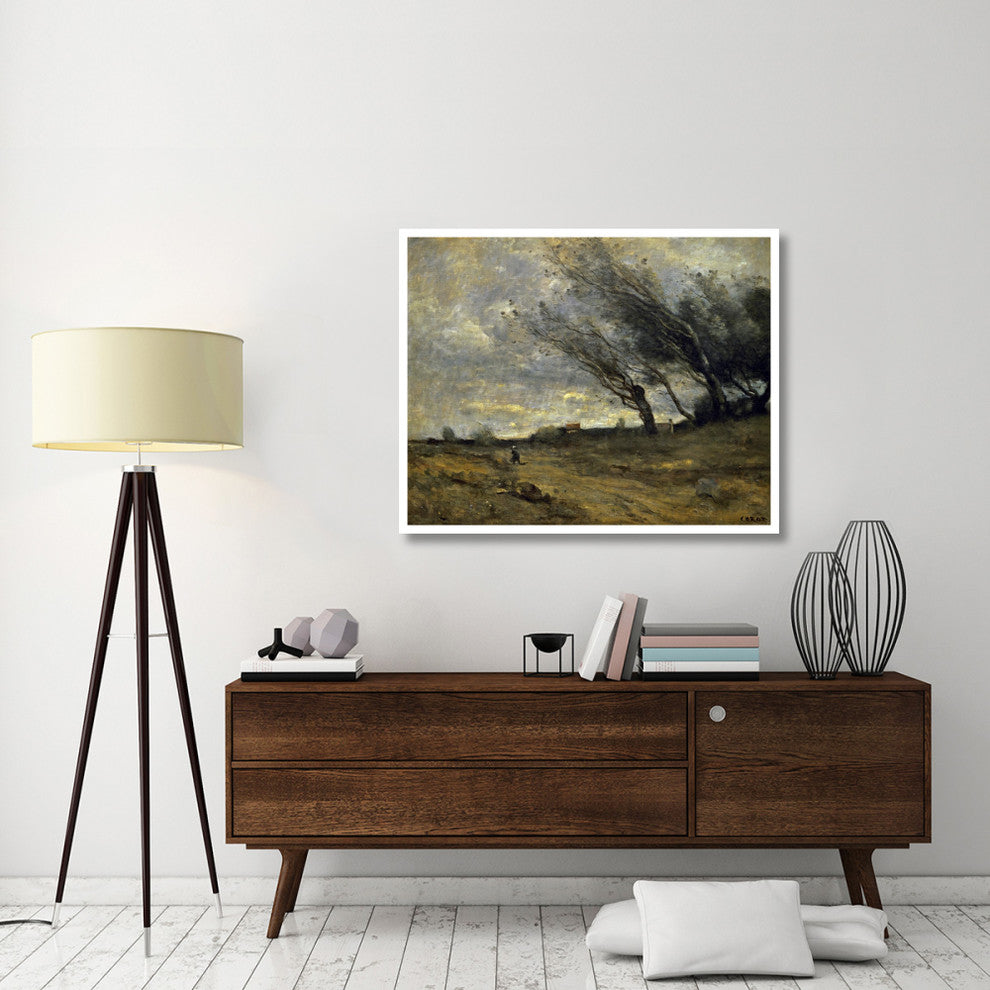 "A Gust of Wind" Digital Paper Print by Jean-Baptiste-Camille Corot, 46"x37"