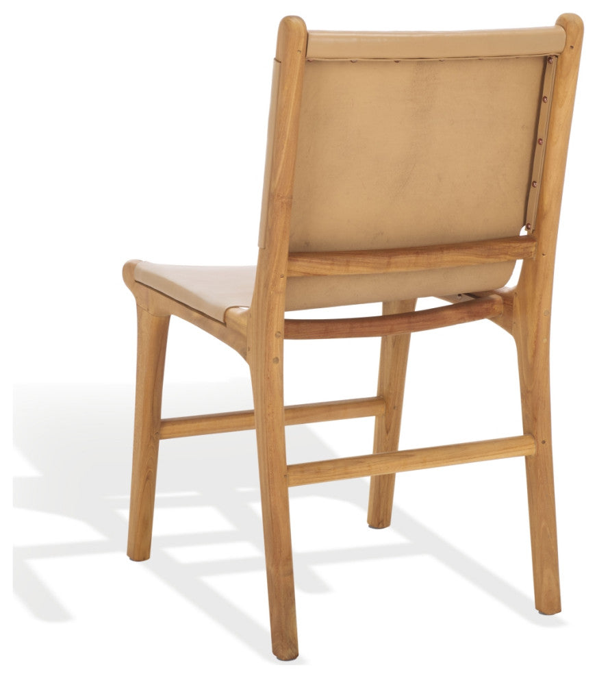 Safavieh Couture Cassaphina Leather Dining Chair, Tan/Natural