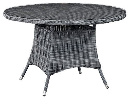 Gray Summon 47" Round Outdoor Patio Dining Table