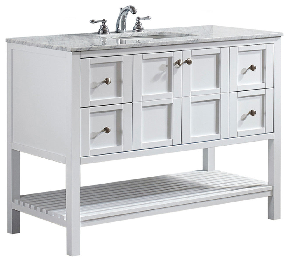 Florence 48" Single Vanity, White, Without Mirror