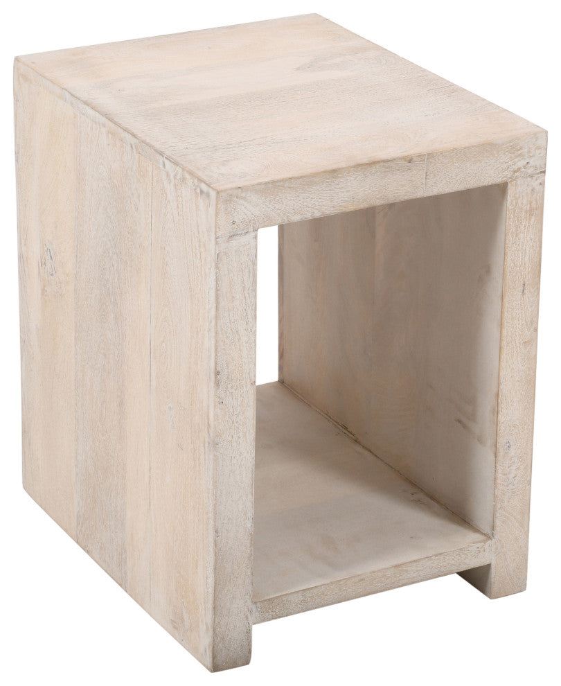 Mir 3-Piece Solid Wood Coffee and End Table Set, Brushed White Finish
