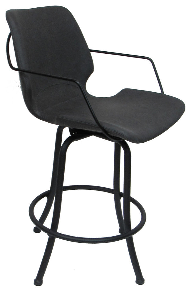 Swivel Metal Counter 26" 30" or 34" Bar Stool - Asheville, Grey - Black, 30"
