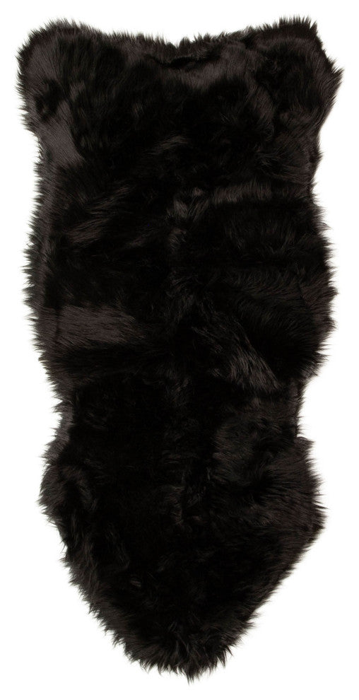 Plush and Soft Faux Sheepskin Fur Shag Area Rug, Black, 2'' X 4'' Sheespkin