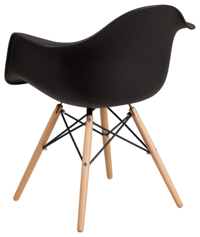 Alonza Series Black Plastic Chair, Wood Base