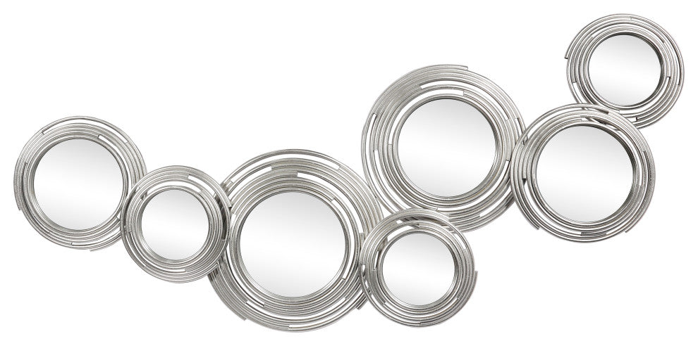 "Descending Reflection" Circle Array Mirrors in Metal Foiled Frame