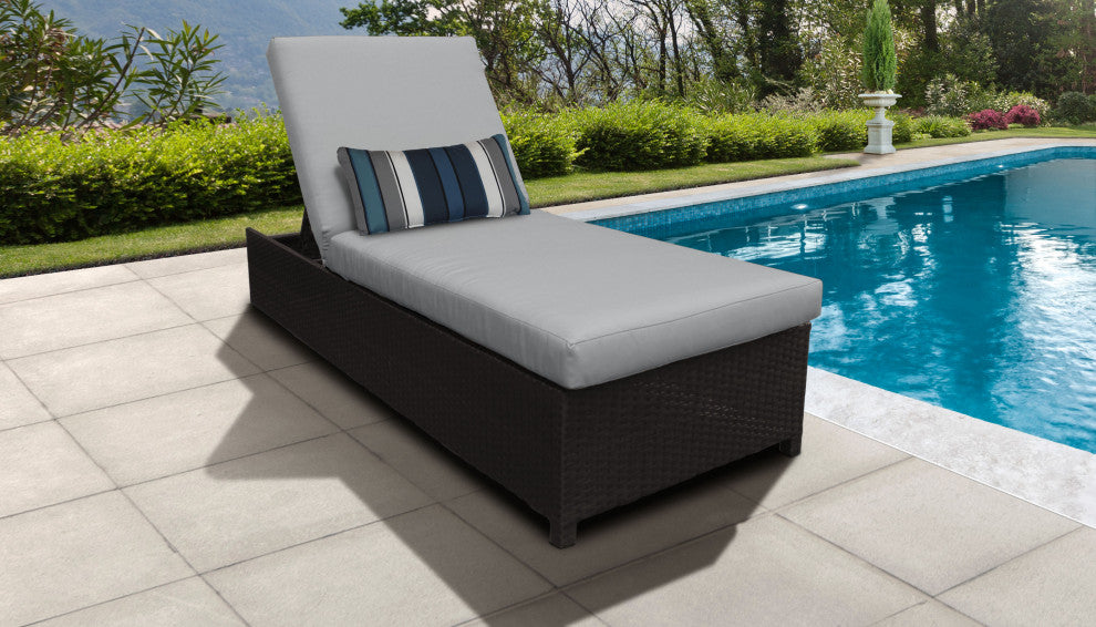 Belle Wheeled Chaise Outdoor Wicker Patio Furniture in Grey