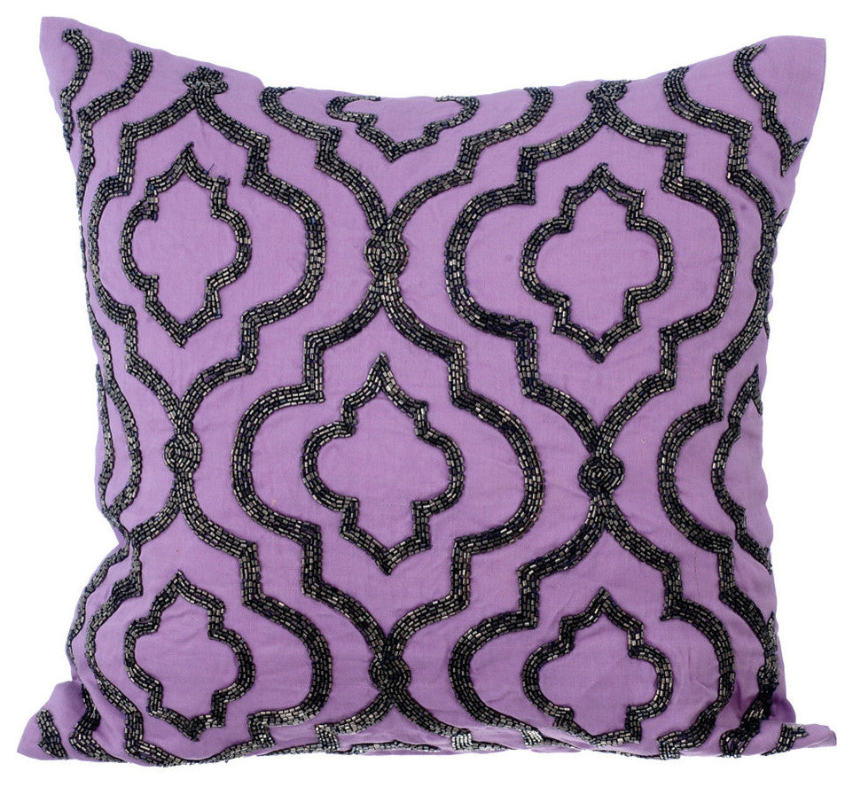 Purple Decorative Pillow Covers 20"x20" Cotton Throw Cushion Covers - Bewitched