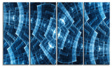 Blue Protective Metal Grids, Abstract Canvas Art Print, 48"x28", 4 Panels