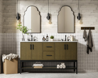 Home Living 60" Double Bathroom Vanity, Chestnut Brown