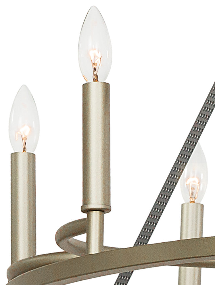 8 Light Wagon Wheel Candle Style Chandelier, Antique Silver