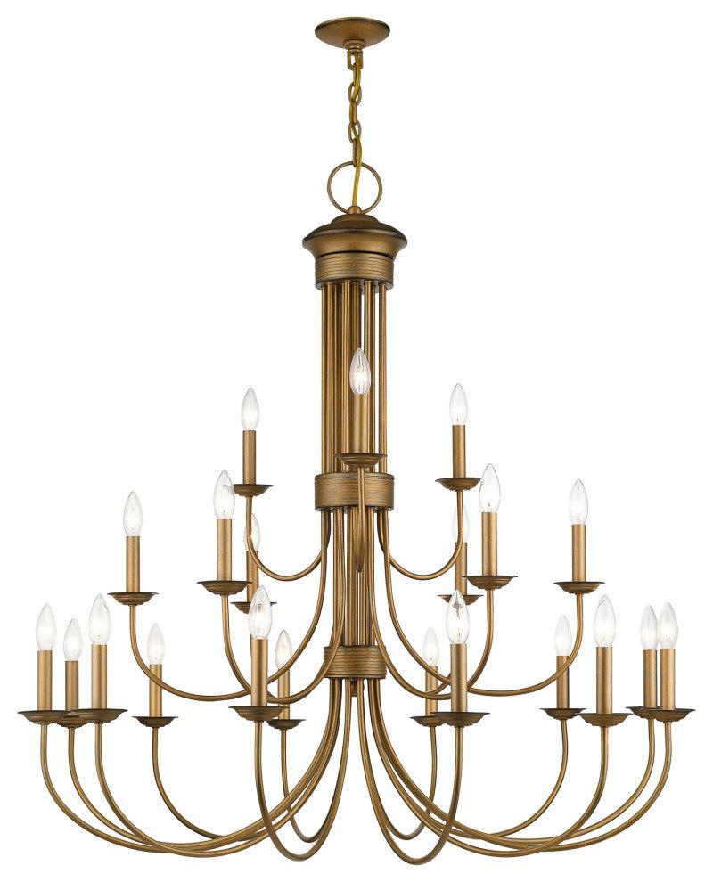 Estate 21-Light Antique Gold Leaf Extra Large Chandelier