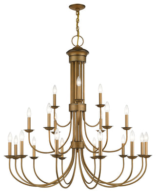 Estate 21-Light Antique Gold Leaf Extra Large Chandelier