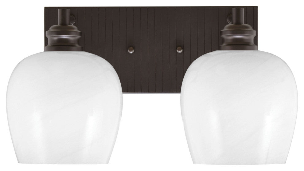Edge 2-Light Bath Bar, Espresso Finish, 6" White Marble Glass