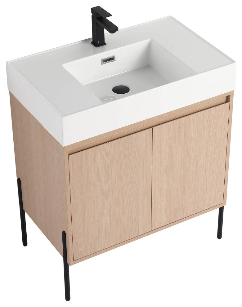 Fine Fixtures Crownpoint Bathroom Vanity, White Oak, 30", White