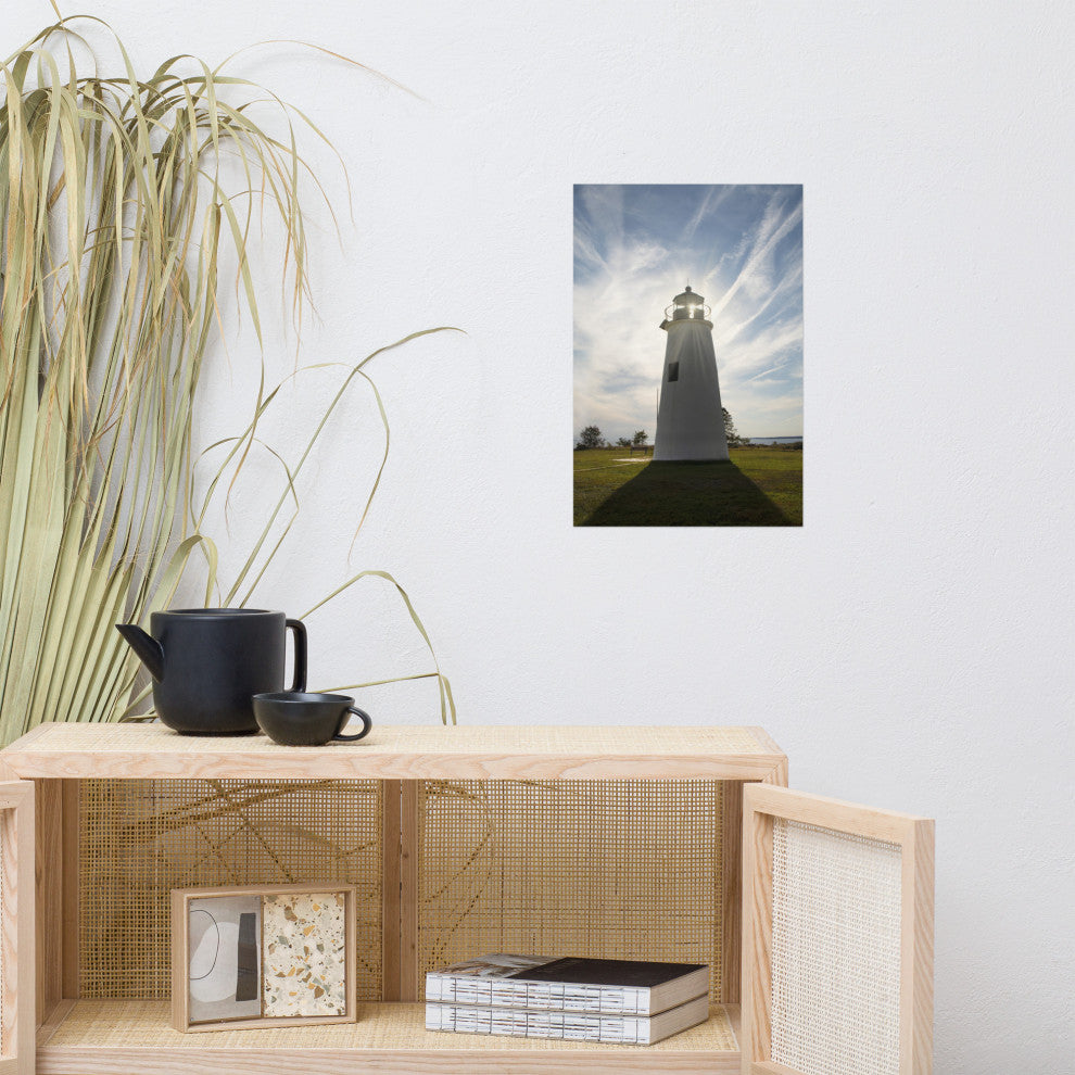 Turkey Point Lighthouse with Sun Flare Unframed Wall Art Prints, 12" X 18"