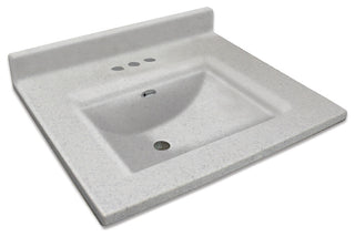 Transolid Savannah 25"x22" Single Bowl Vanity Top for 4" Centerset Faucet, Frost