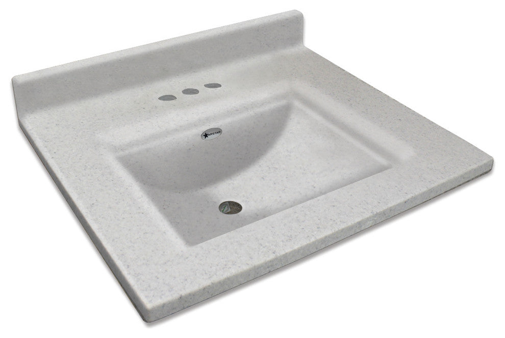 Transolid Savannah 25"x22" Single Bowl Vanity Top for 4" Centerset Faucet, Frost