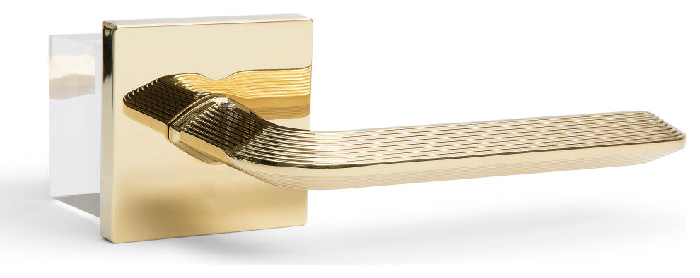 Modern Heavy Duty Designer Interior Door Lever - Crosby Collection, Polished Brass, Double Dummy