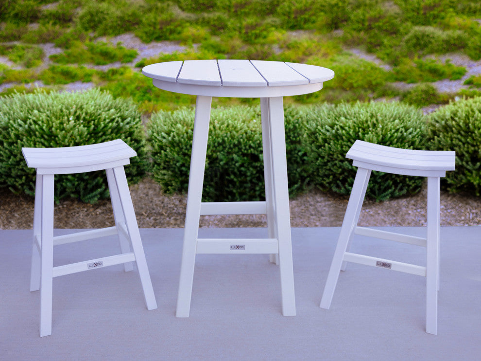 LuXeo Bailey-Cabo Round Counter 3-Piece Set, White