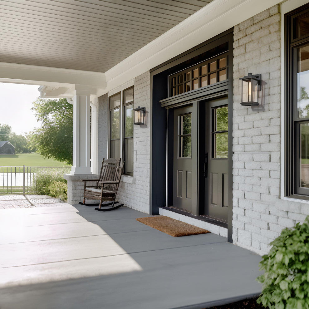 LNC 1-Light Matte Black Transitional Outdoor Wall Sconce, 15"H