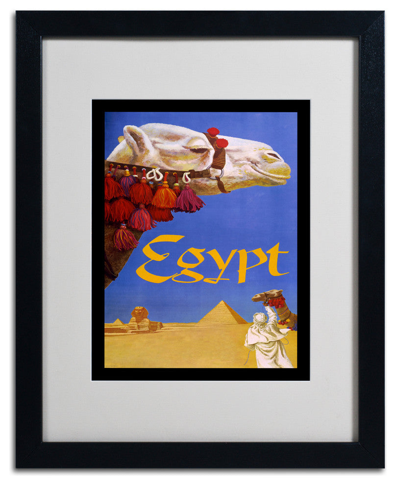 'Egypt Camel' Matted Framed Canvas Art by Vintage Apple Collection