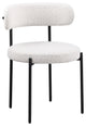Dobby Contemporary Boucle Fabric Dining Chair with Black Legs, Set of 2, Cream