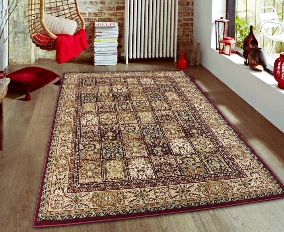 7'x10' Modern Burgundy Traditional Living Room Area Rug