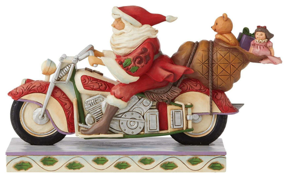 Jim Shore Santa Riding Motorcycle Resin Claus Motorbike Christmas 6008883