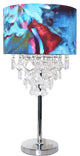 River of Goods 25.75" Tiered Crystal and Chrome Table Lamp, Abstract Watercolor