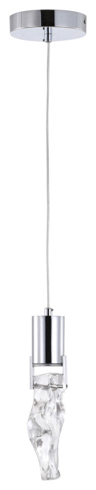 Chrome Metal LED Pendant With Clear Crystal Stone