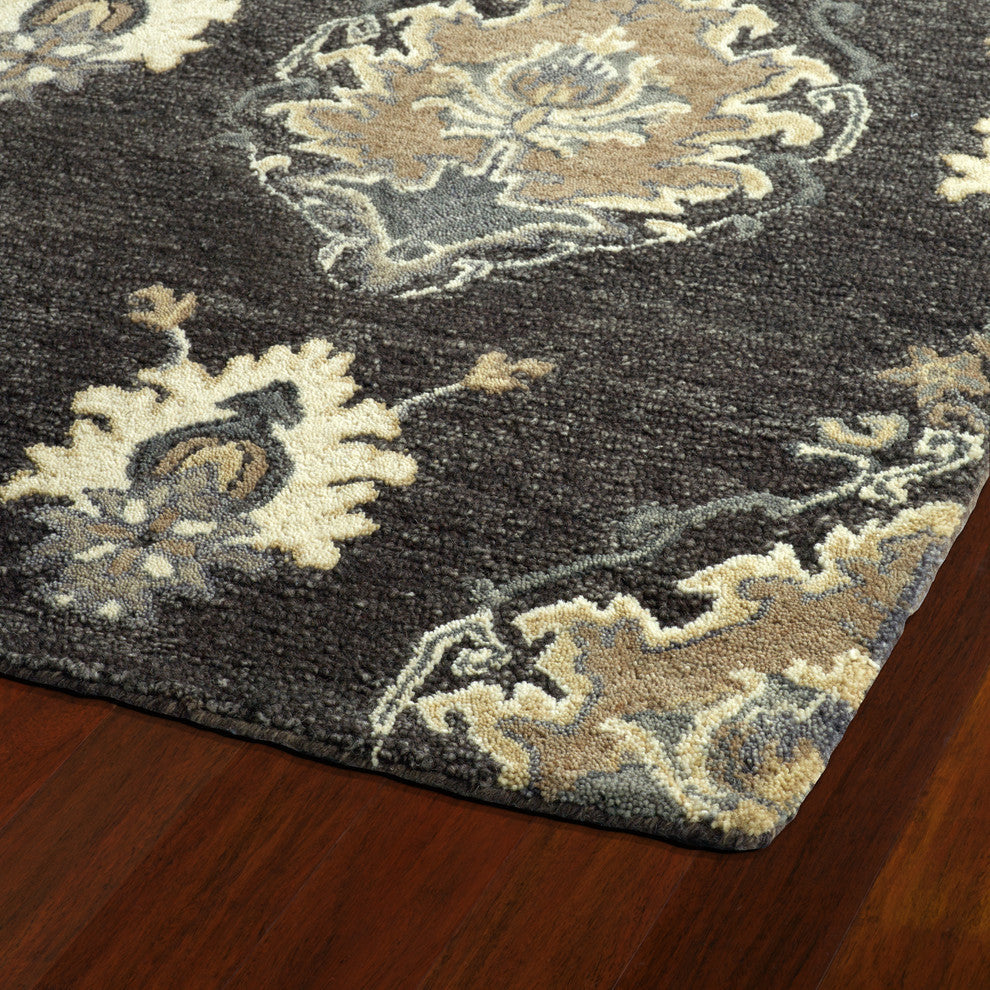 Kaleen Hand-Tufted Brooklyn Wool Rug, Charcoal, 9''6"x13''