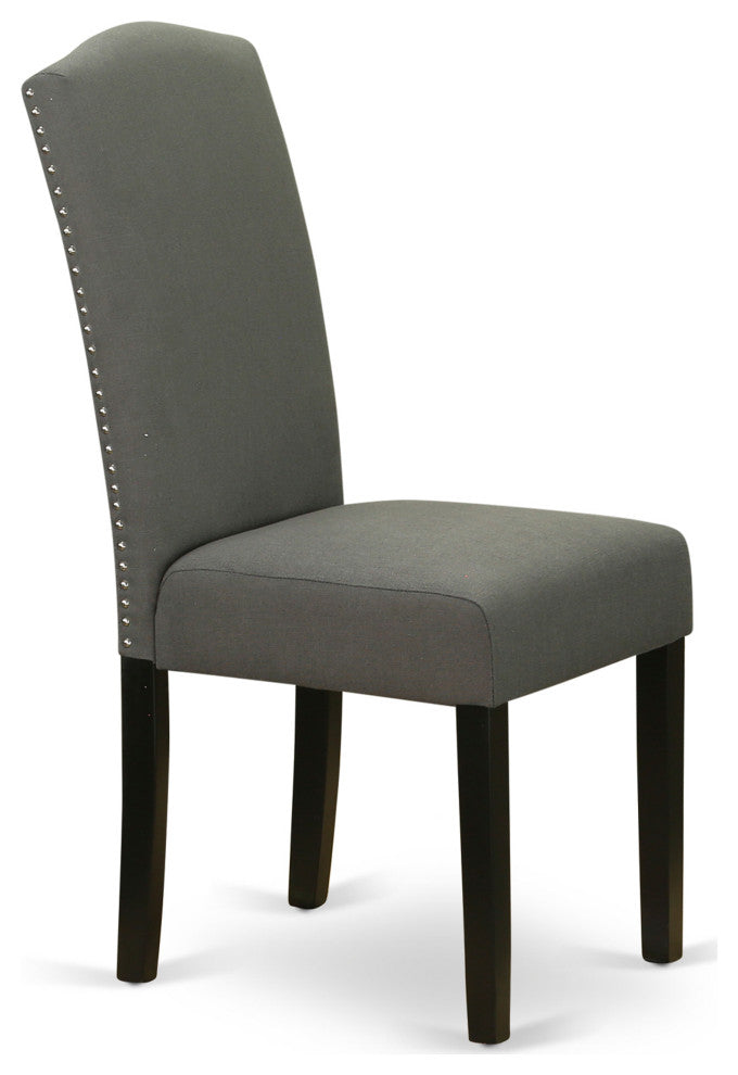 Encinal Parson Chair, Black Leg And Fabric-Dark Gotham Grey Color Set of 2