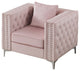 Paige Velvet Tufted Accent Chair, Pink