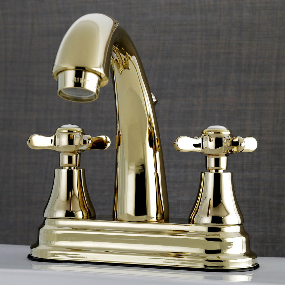 4" Centerset Bathroom Faucet WithBrass Pop-Up, Polished Brass