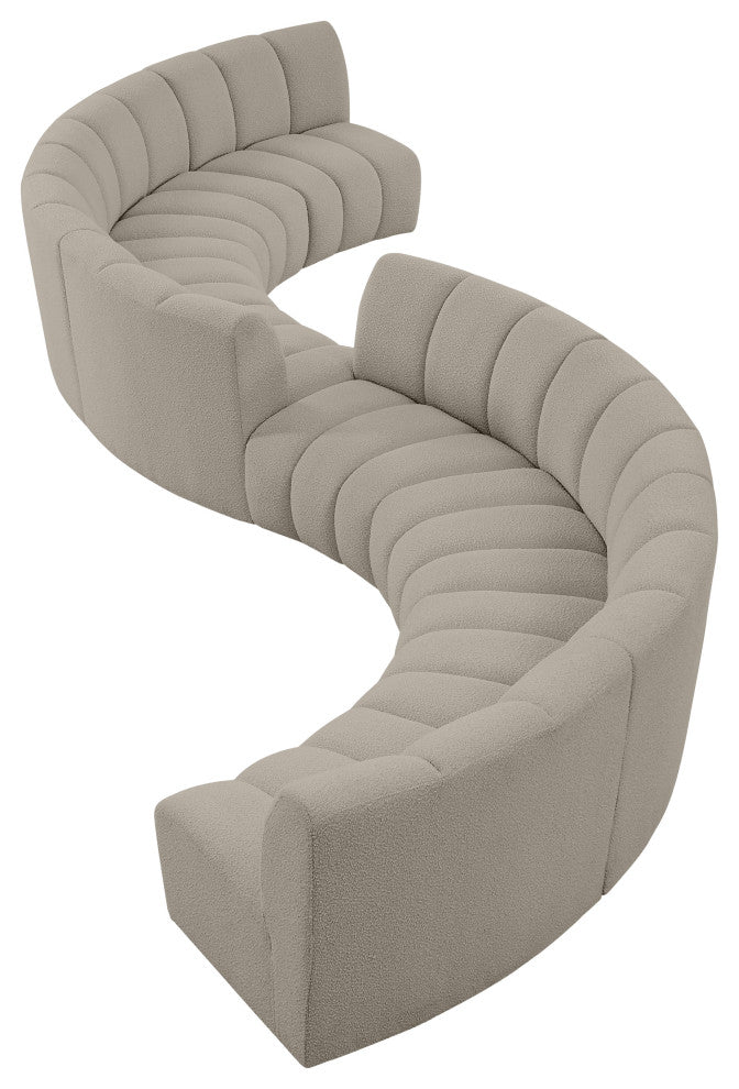Infinity Boucle Fabric Upholstered 8-Piece S-Shaped Modular Sectional, Brown