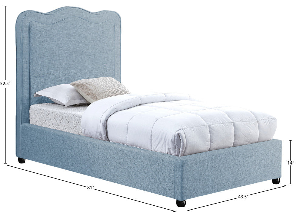 Felix Linen Upholstered Bed, Sky Blue, Twin
