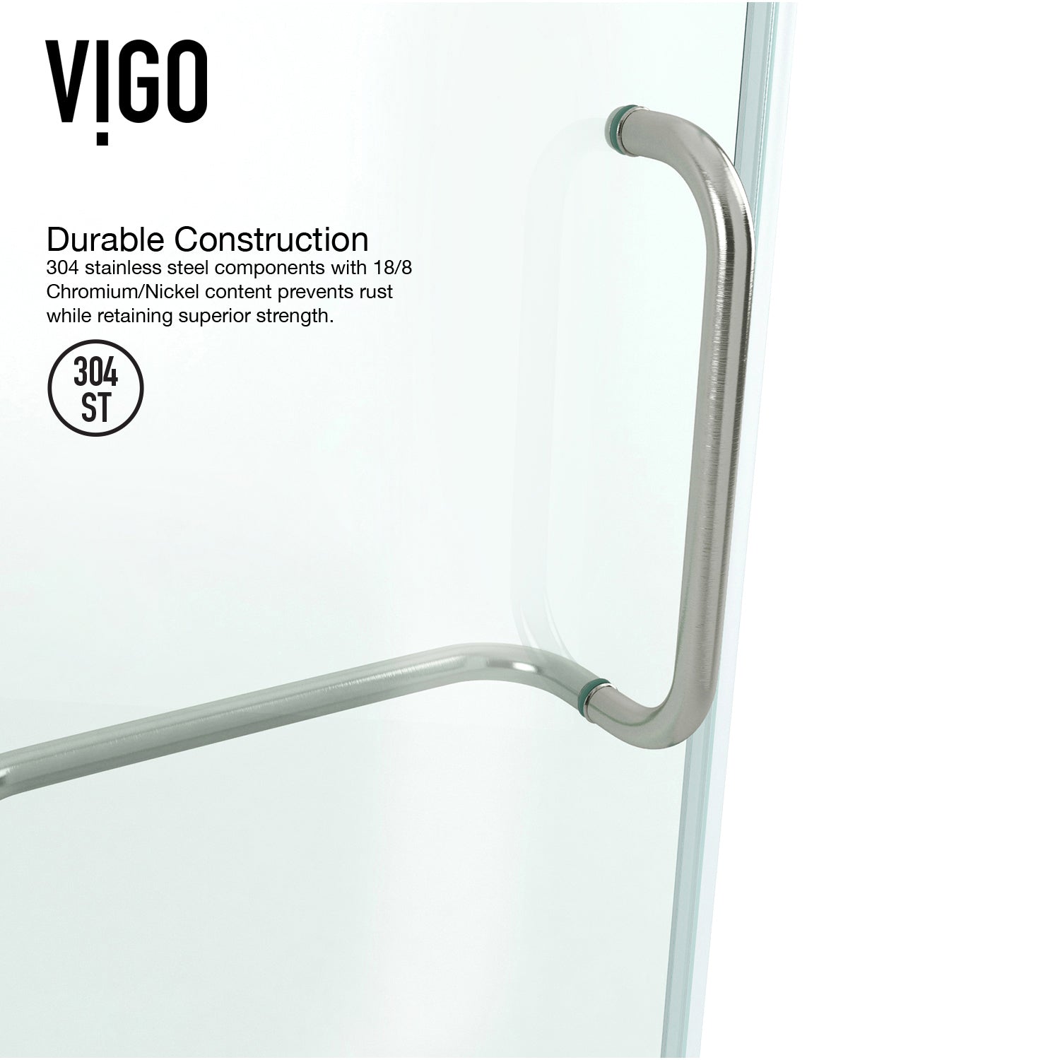 VIGO Pacifica 48"D x 36"W x 79"H Frameless Hinged Shower Enclosure, Brushed Nickel, Left Base