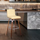 Vienna 30" Bar Height Barstool in Walnut Wood Finish With Cream Faux Leather