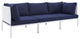 Harmony Sunbrella Outdoor Patio Aluminum Sofa, White Navy
