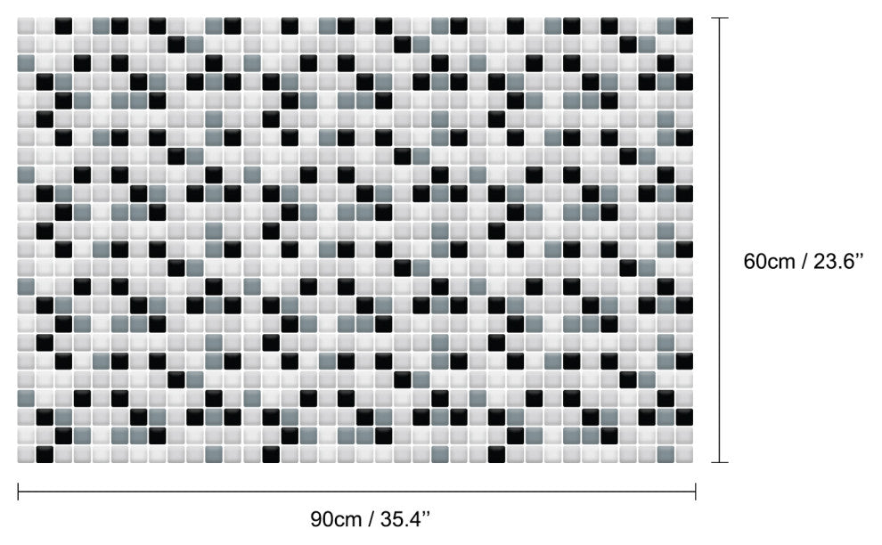 12"x6" Classic Black and White Mosaic Glossy 3D Tile Sticker