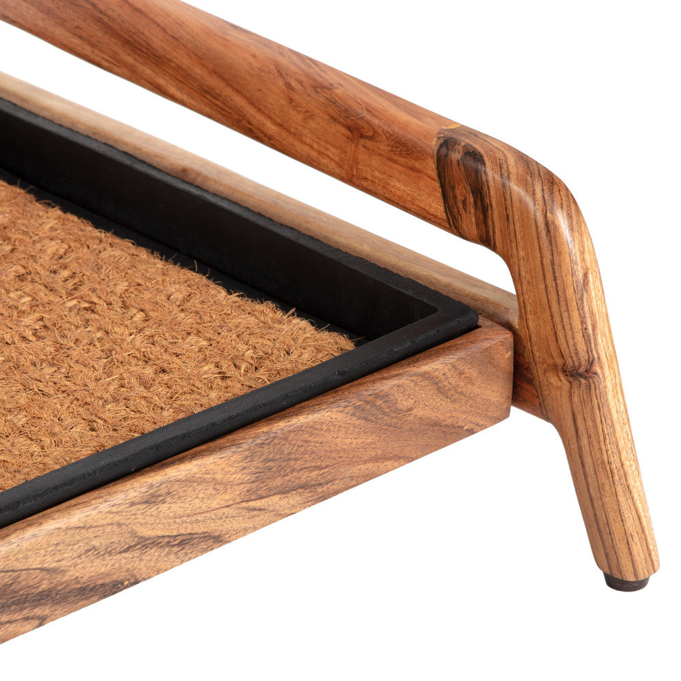 Single-Tier Natural Stand With 3-Pair Rubber Boot Tray Smoked Oak