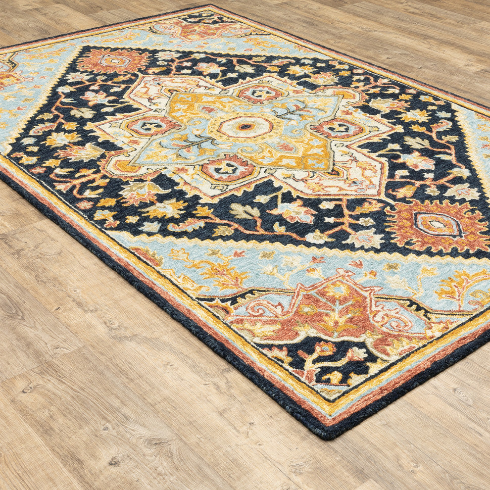 Asher Bohemian Dreams Navy and Rust Area Rug, 10'x13'