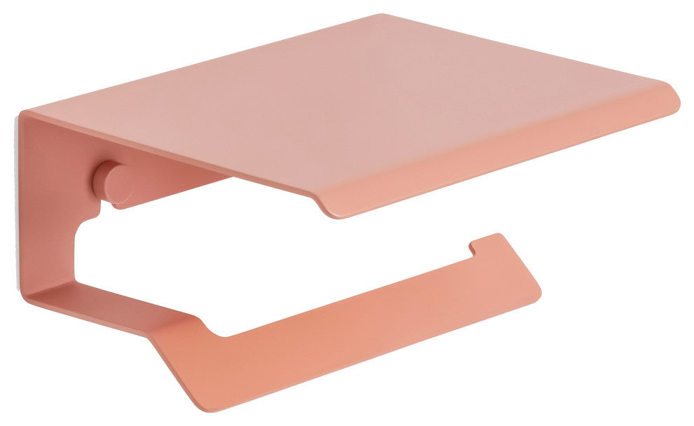 Slim Toilet Paper Holder With Lid, Matte Salmon