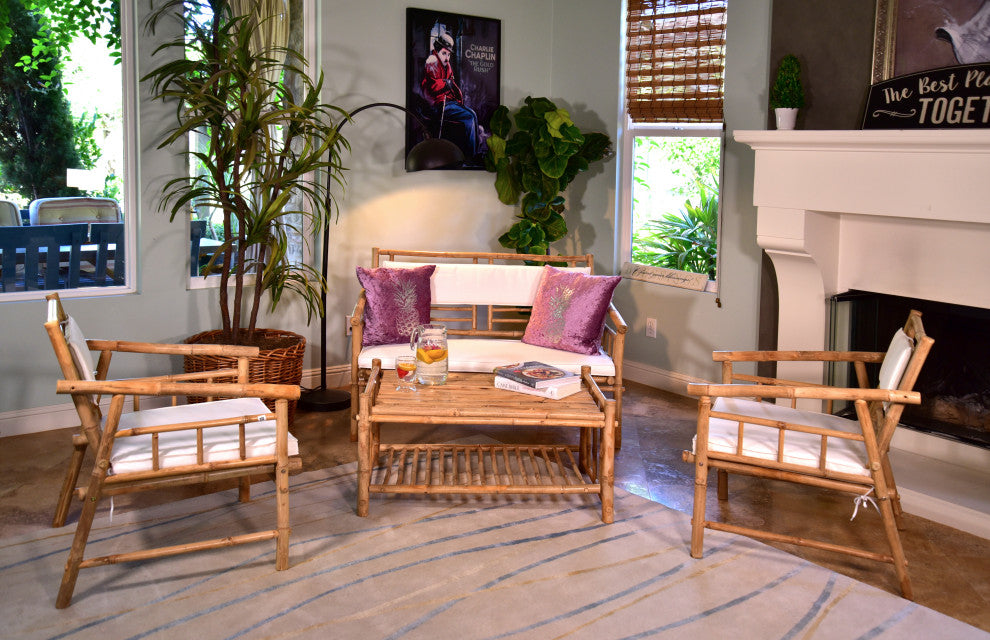 Bamboo Accent Sofa Set