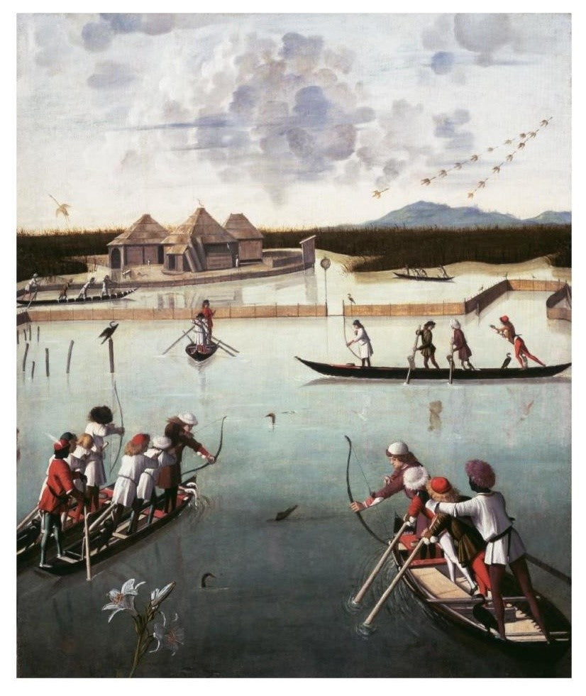 "Hunting on the Lagoon" Digital Paper Print by Vittore Carpaccio, 27"x32"