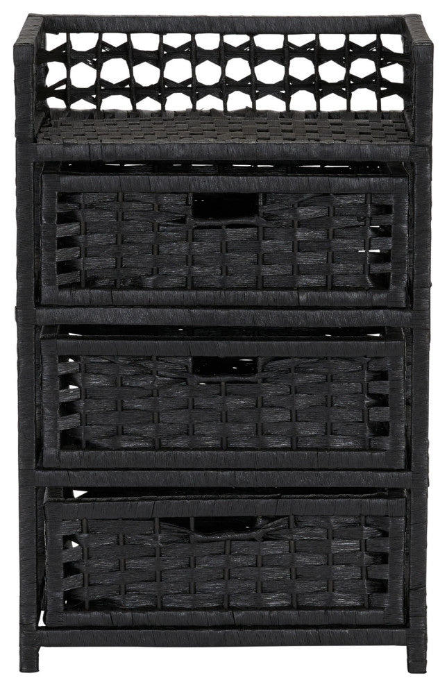 Woven 3 Drawer Chest With Cutout Handles
