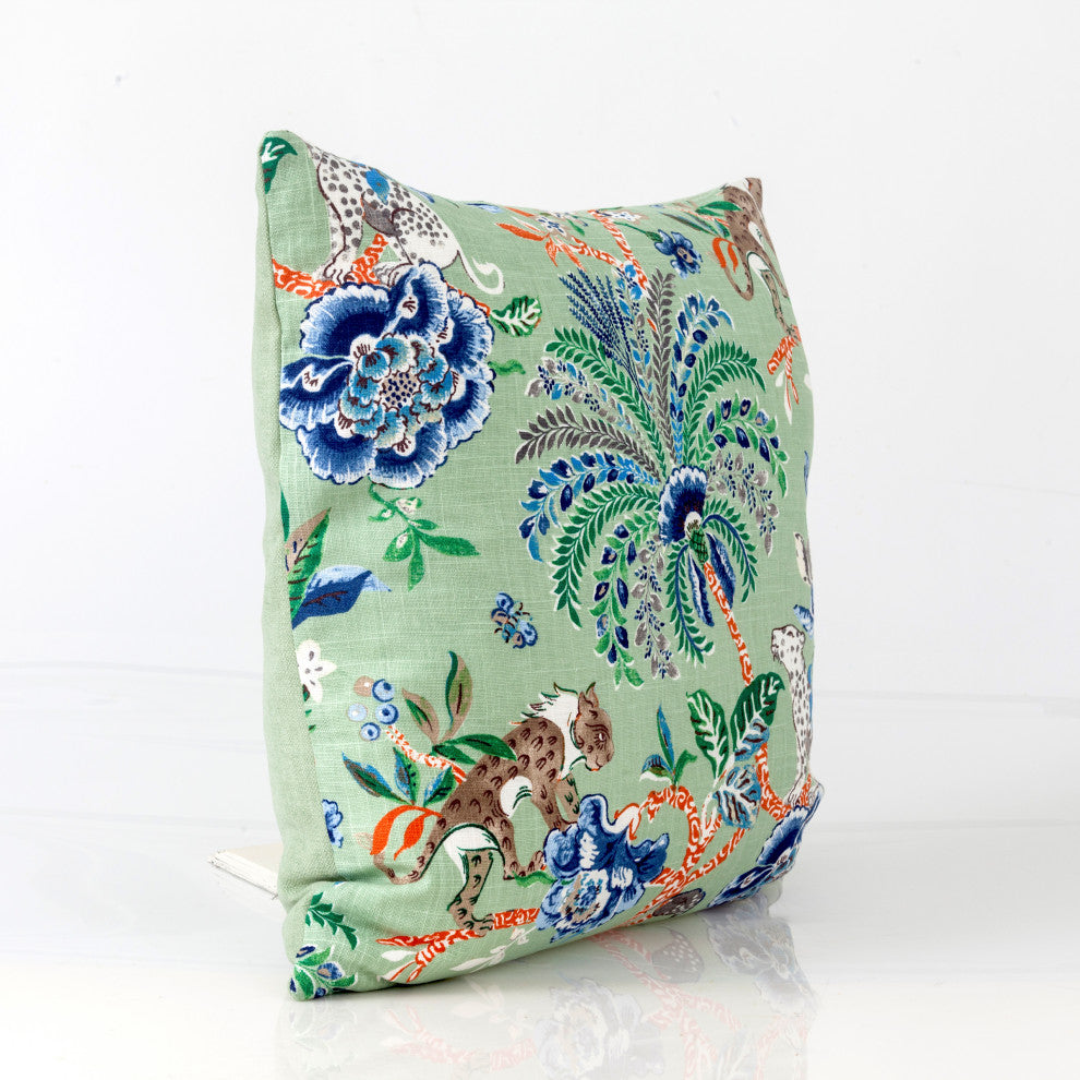 Green Chinoiserie Pillow Cover, Colonial Williamsburg Fabric, 18x18