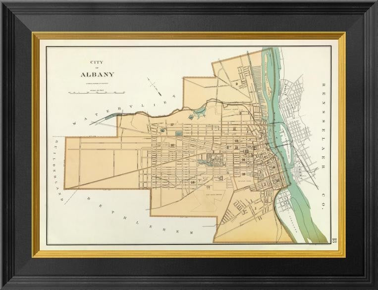 "Albany, New York, 1895" Framed Canvas Giclee by Joseph Rudolf Bien, 20x16"