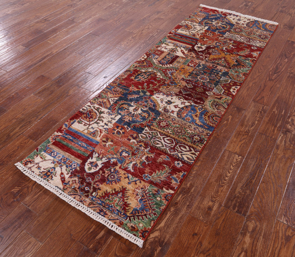 Runner Super Kazak Handmade Wool Rug 2' 10" X 8' 4" Q10184